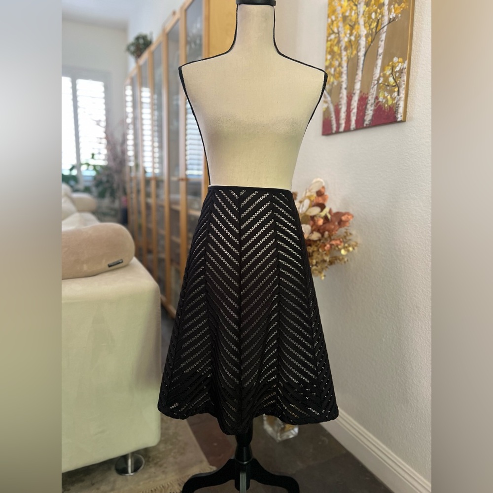 Black Chevron A-Line Skirt